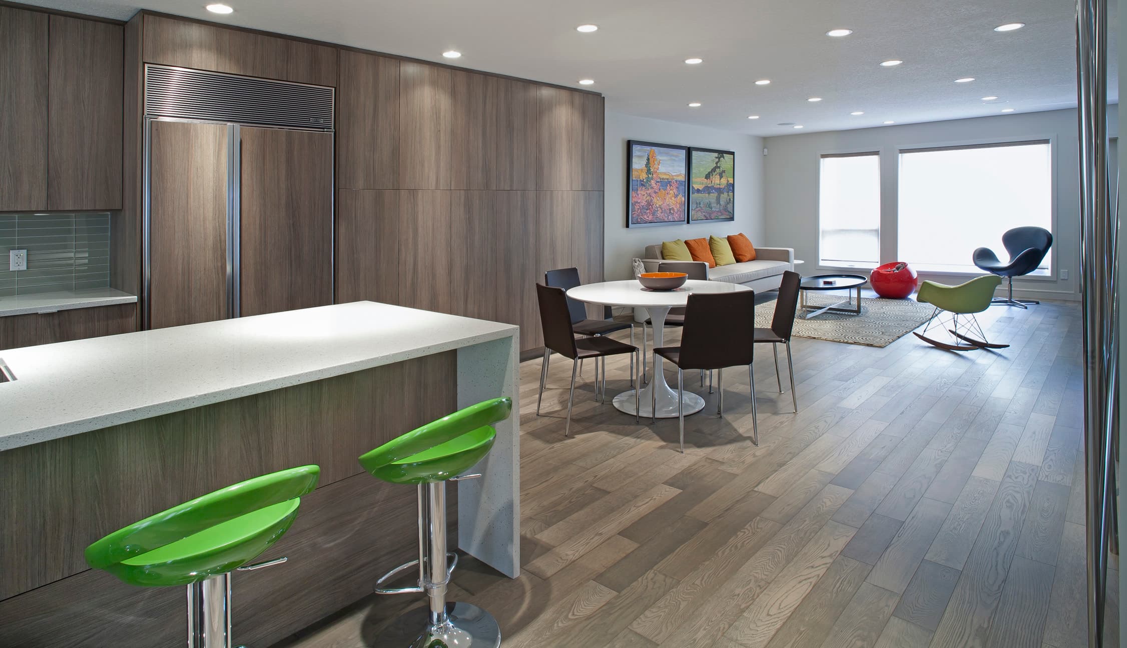 Kitchen and living room in a private residence